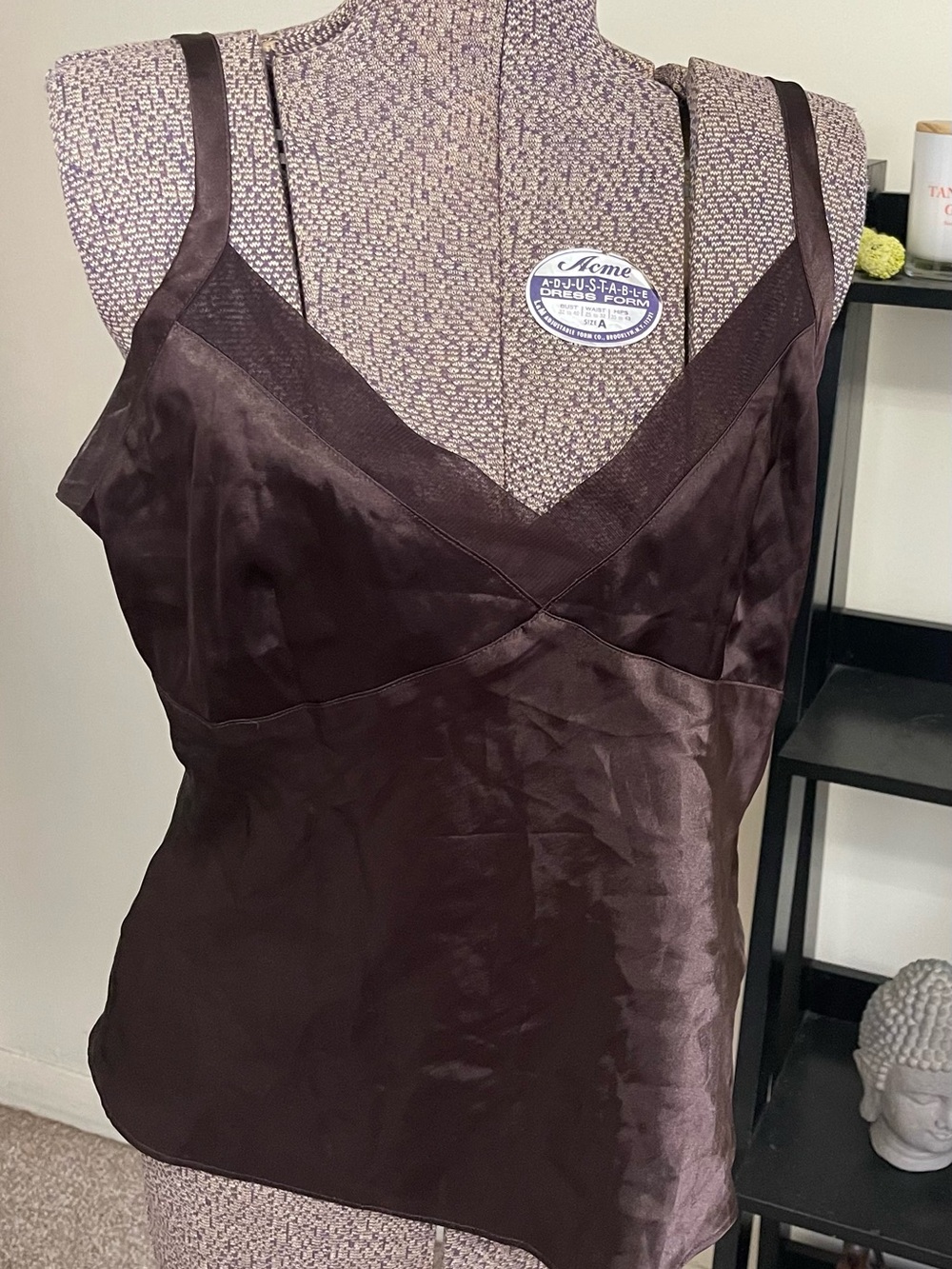 George Satin Scoop Neck Camisole in Dark Brown